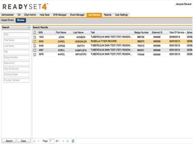 ReadySet Software - Lab Results