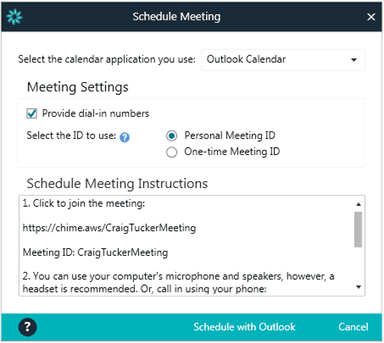 Amazon Chime Schedule meetings